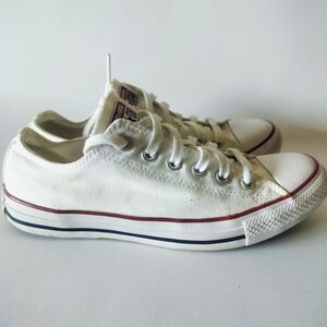 Converse White Canvas Sneakers with Red and Blue Accents